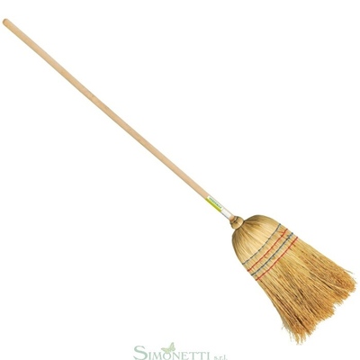 Scopa saggina con manico in legno