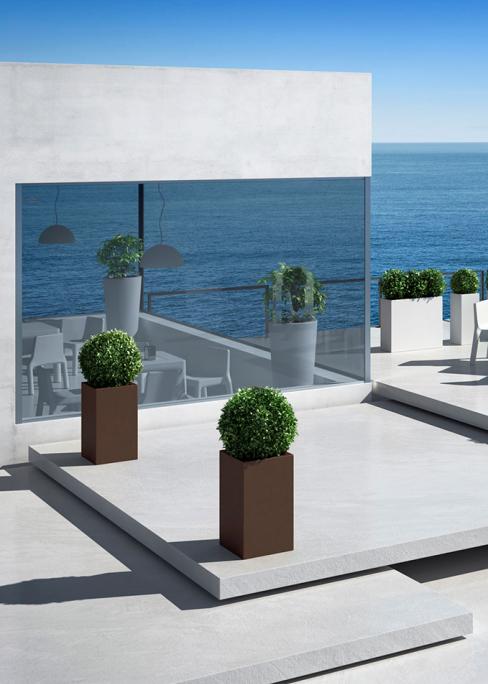 E3P2733E5 - VASO KUBE HIGH CM.30 CON RUOTE RUGGINE
